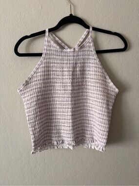 SO Lavender and White Smocked Halter Tank Top